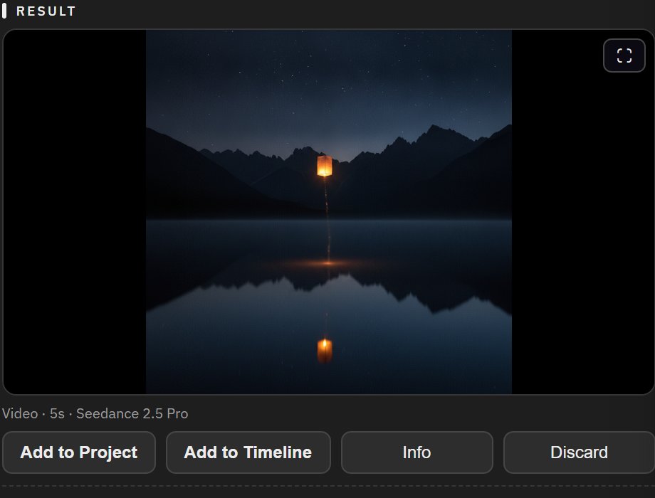 The finished 5-second clip in the Result window with Add to Project and Add to Timeline